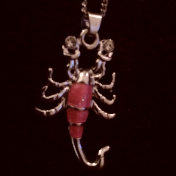 🔆SOLD🔆Pink and Silver tone SCORPION Pendant with Necklace - Picture 4 of 6
